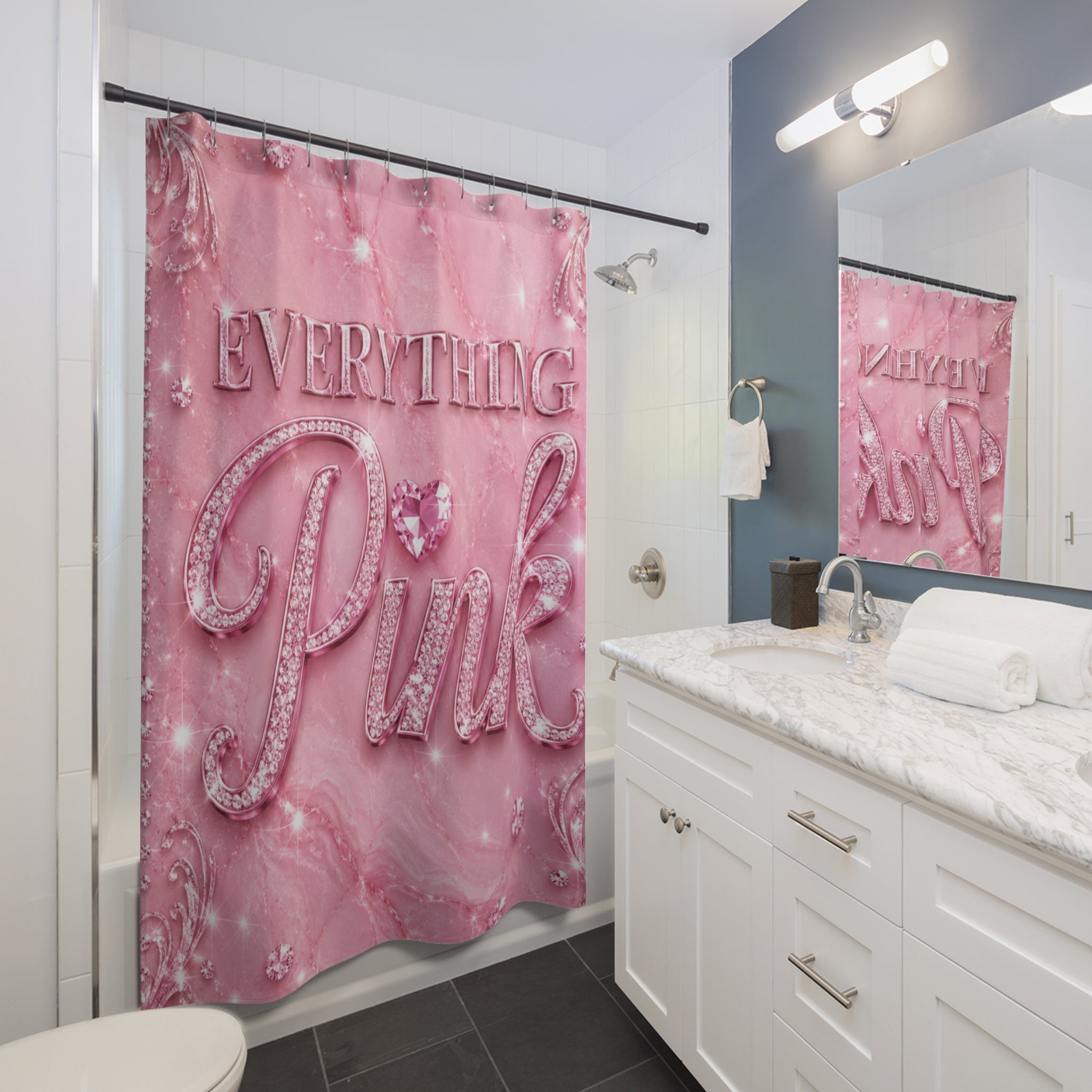 Everything Pink Luxury Shower Curtain – Glam Pink Bathroom Decor