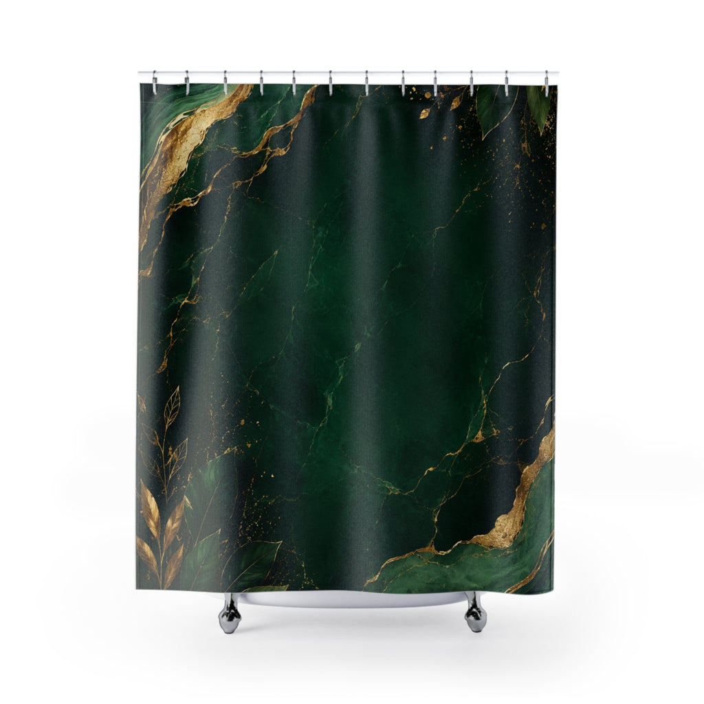 💚 Emerald Luxe Marble Shower Curtain