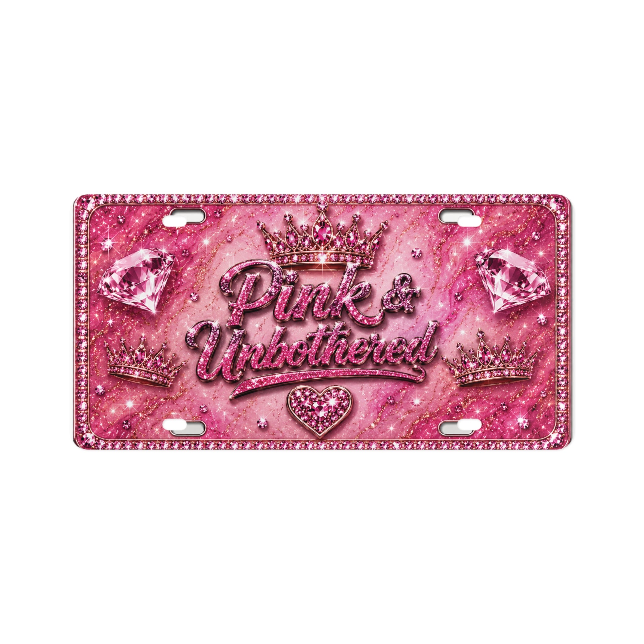 Pink and Unbothered License Plate