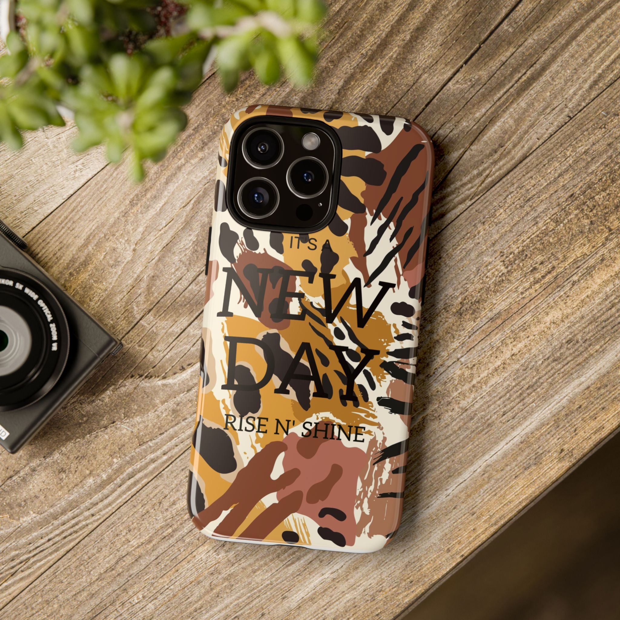 Phone Case — "It's a New Day" Tiger Print Protective Cover