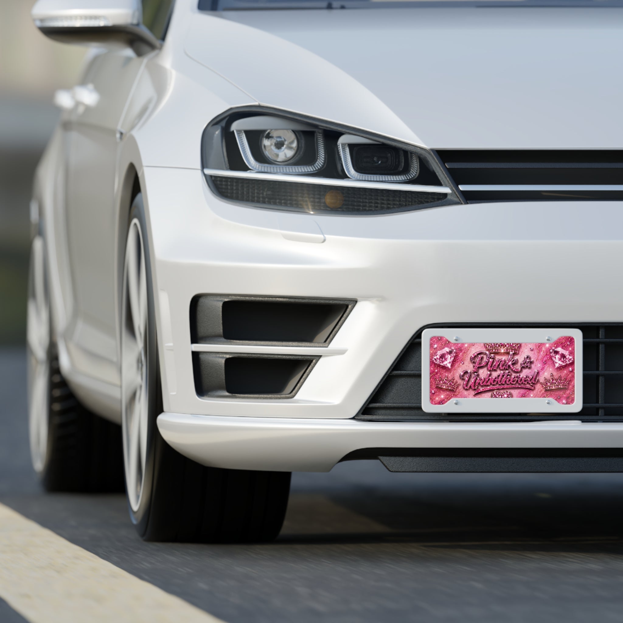 Pink and Unbothered License Plate