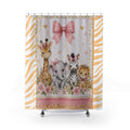Pink Safari Animals Shower Curtain for Kids | Toddler Bathroom Decor
